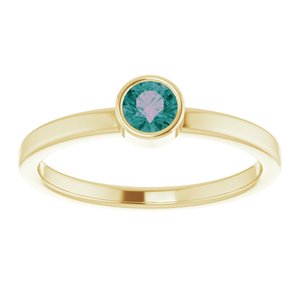 14K Yellow Gold 4 mm Lab-Grown Alexandrite Ring