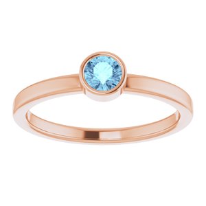 14K Rose Gold 4 mm Natural Aquamarine Ring