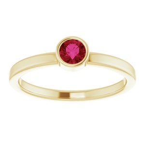 14K Yellow Gold 4 mm Natural Ruby Ring