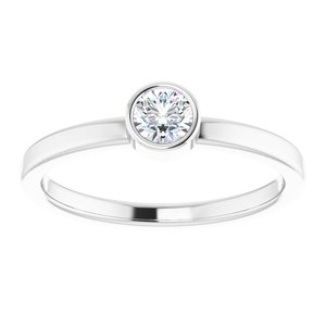 14K White Gold 4 mm Natural Diamond Ring