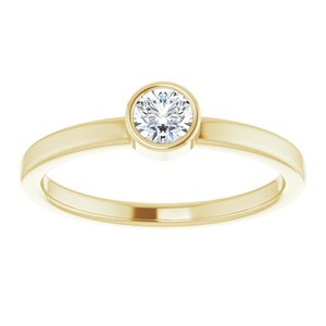 14K Yellow Gold 4 mm Natural White Sapphire Ring