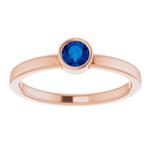 14K Rose Gold 4 mm Lab-Grown Blue Sapphire Ring