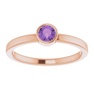 14K Rose Gold 4 mm Natural Amethyst Ring