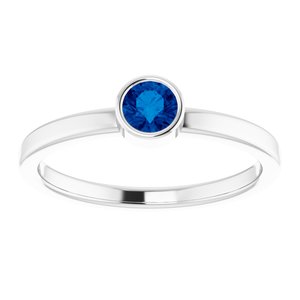 14K White Gold 4 mm Natural Blue Sapphire Ring