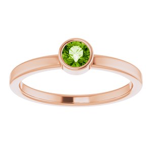 14K Rose Gold 4 mm Natural Peridot Ring