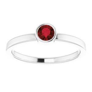 14K White Gold 4 mm Natural Mozambique Garnet Ring