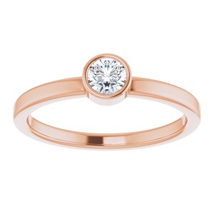 14K Rose Gold 4 mm Natural White Sapphire Ring