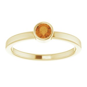 14K Yellow Gold 4 mm Natural Citrine Ring