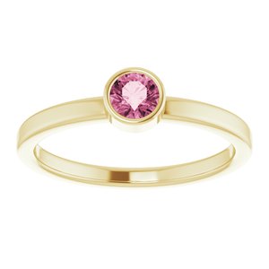 14K Yellow Gold 4 mm Natural Pink Tourmaline Ring