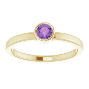 14K Yellow Gold 4 mm Natural Amethyst Ring