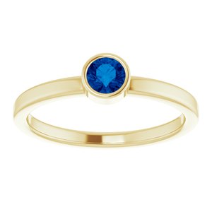 14K Yellow Gold 4 mm Natural Blue Sapphire Ring