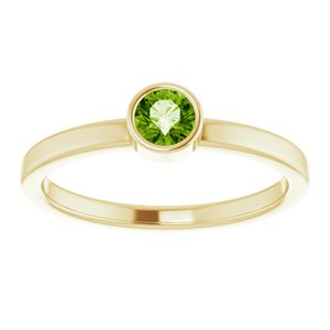 14K Yellow Gold 4 mm Natural Peridot Ring