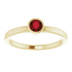 14K Yellow Gold 4 mm Natural Mozambique Garnet Ring