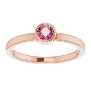 14K Rose Gold 4 mm Natural Pink Tourmaline Ring