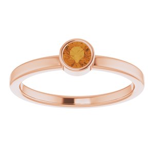 14K Rose Gold 4 mm Natural Citrine Ring