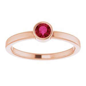 14K Rose Gold 4 mm Lab-Grown Ruby Ring