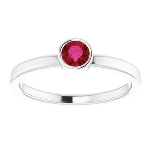 14K White Gold 4 mm Lab-Grown Ruby Ring