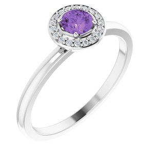 Platinum Natural Amethyst & .05 CTW Natural Diamond Ring