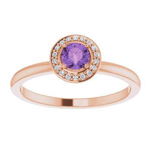 14K Rose Gold Natural Amethyst & .05 CTW Natural Diamond Ring