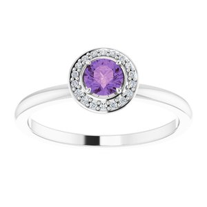 Platinum Natural Amethyst & .05 CTW Natural Diamond Ring