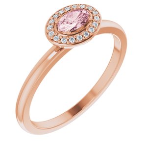 14K Rose Gold 5x3 mm Natural Morganite & .04 CTW Natural Diamond Halo-Style Ring