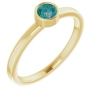 14K Yellow Gold 4 mm Lab-Grown Alexandrite Ring