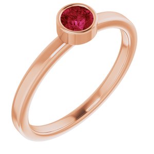 14K Rose Gold 4 mm Lab-Grown Ruby Ring