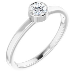 14K White Gold 4 mm Natural White Sapphire Ring