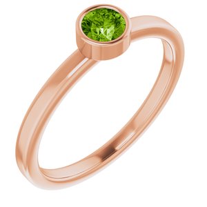 14K Rose Gold 4 mm Natural Peridot Ring