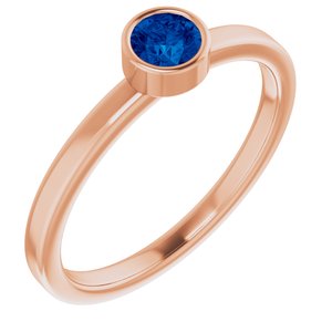 14K Rose Gold 4 mm Lab-Grown Blue Sapphire Ring