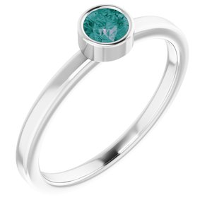 14K White Gold 4 mm Lab-Grown Alexandrite Ring