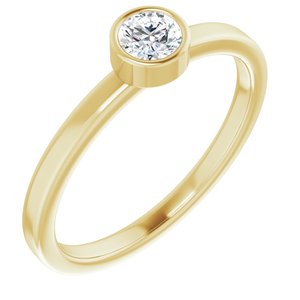 14K Yellow Gold 4 mm Natural White Sapphire Ring