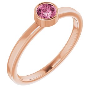 14K Rose Gold 4 mm Natural Pink Tourmaline Ring