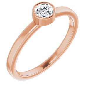 14K Rose Gold 4 mm Natural White Sapphire Ring