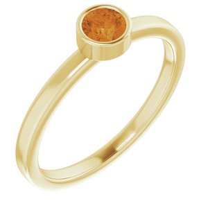 14K Yellow Gold 4 mm Natural Citrine Ring