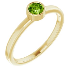 14K Yellow Gold 4 mm Natural Peridot Ring