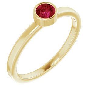 14K Yellow Gold 4 mm Natural Ruby Ring
