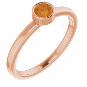 14K Rose Gold 4 mm Natural Citrine Ring