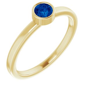 14K Yellow Gold 4 mm Lab-Grown Blue Sapphire Ring