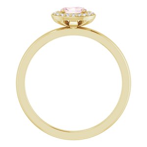 14K Yellow Gold 5x3 mm Natural Morganite & .04 CTW Natural Diamond Halo-Style Ring
