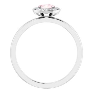 14K White Gold 5x3 mm Natural Morganite & .04 CTW Natural Diamond Halo-Style Ring