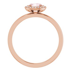 14K Rose Gold 5x3 mm Natural Morganite & .04 CTW Natural Diamond Halo-Style Ring