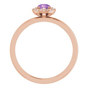 14K Rose Gold Natural Amethyst & .05 CTW Natural Diamond Ring