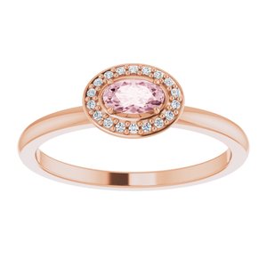 14K Rose Gold 5x3 mm Natural Morganite & .04 CTW Natural Diamond Halo-Style Ring