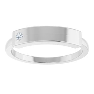 Sterling Silver .03 CT Natural Diamond Stackable Family Signet Ring
