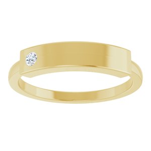 14K Yellow Gold .03 CT Natural Diamond Stackable Family Signet Ring