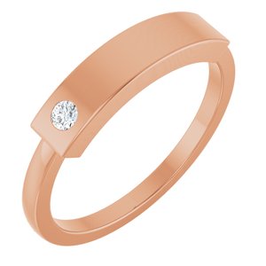 14K Rose Gold .03 CT Natural Diamond Stackable Family Signet Ring