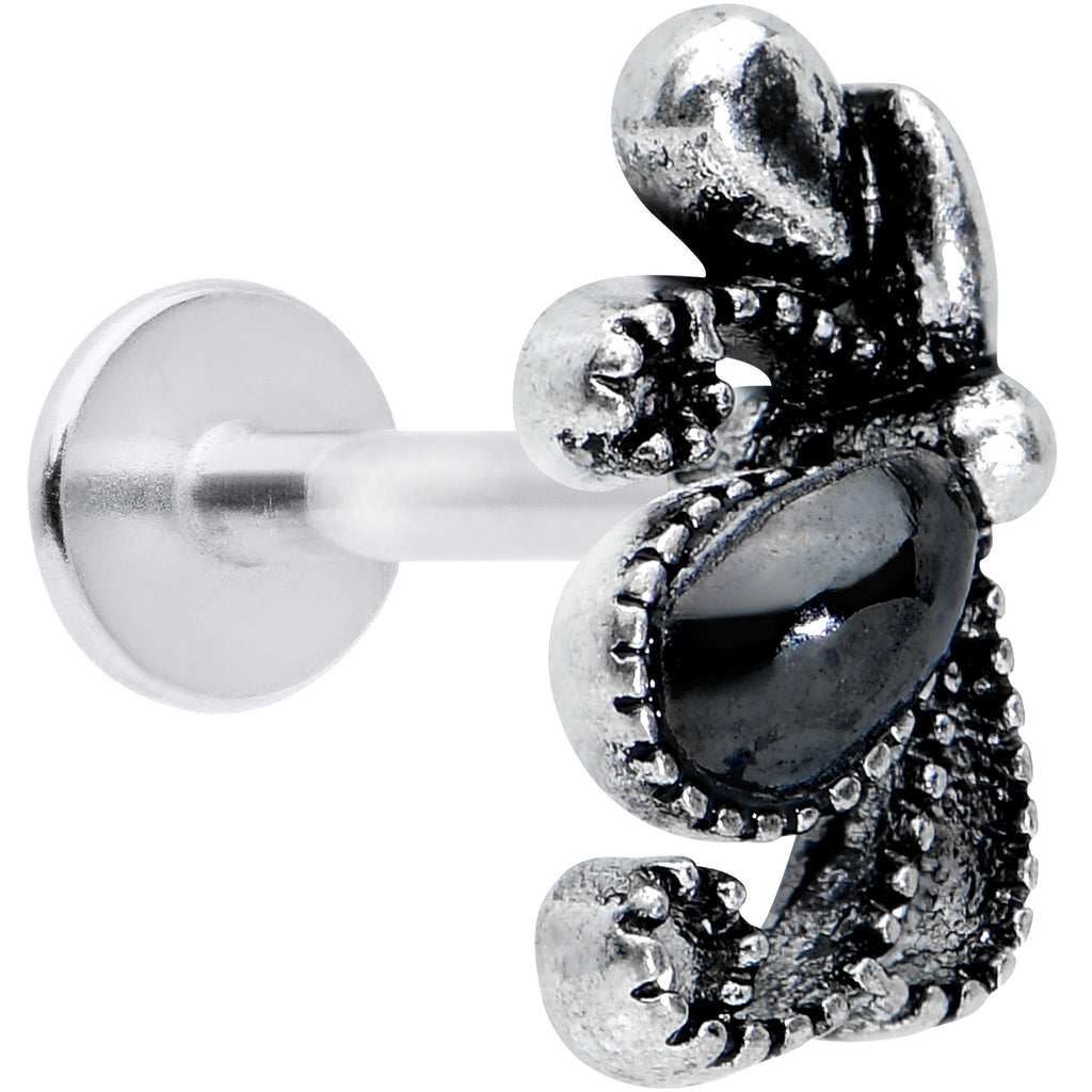 16G 5/16 Black Gem Abstract Bow Labret Monroe Tragus