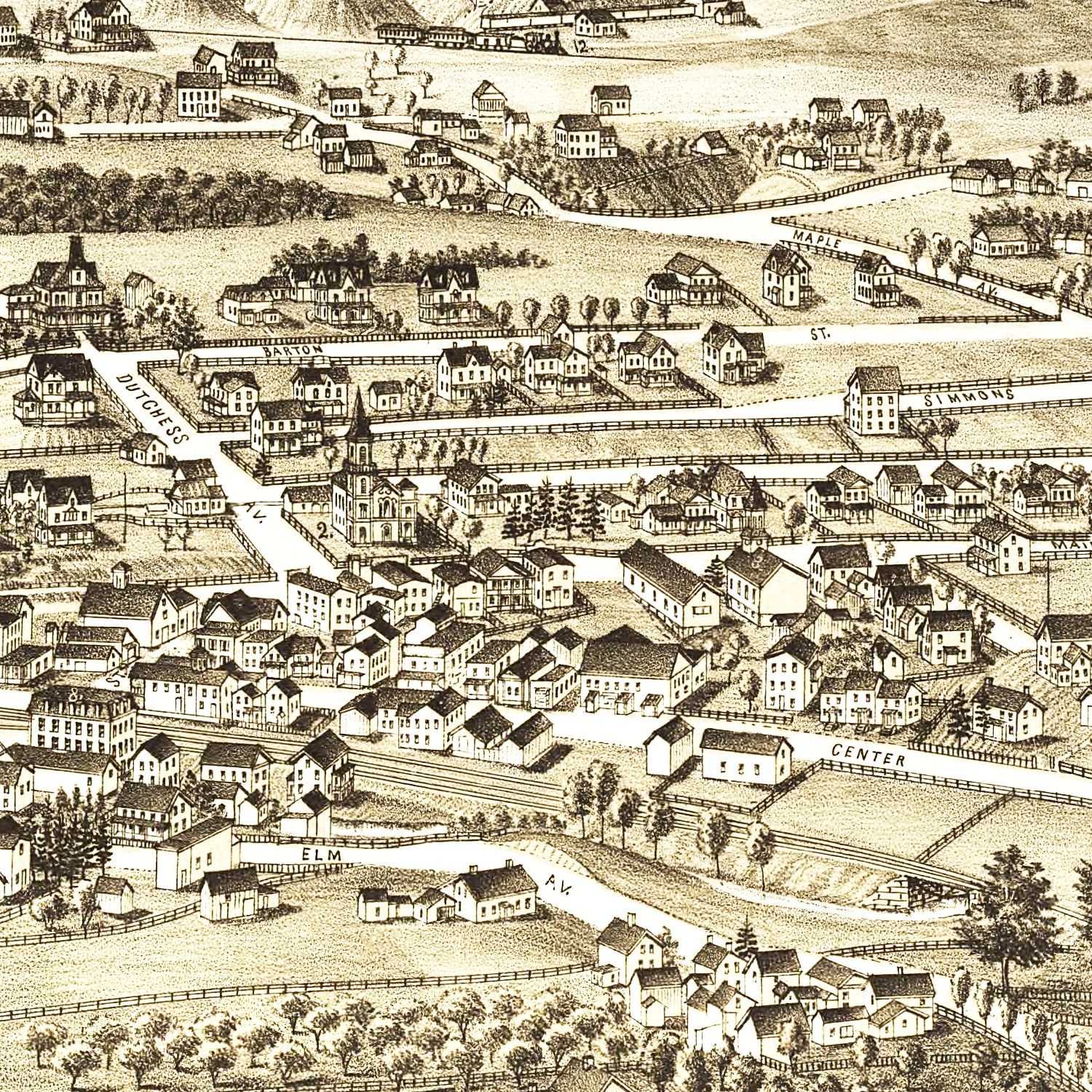 Vintage Map of Millerton, New York 1887