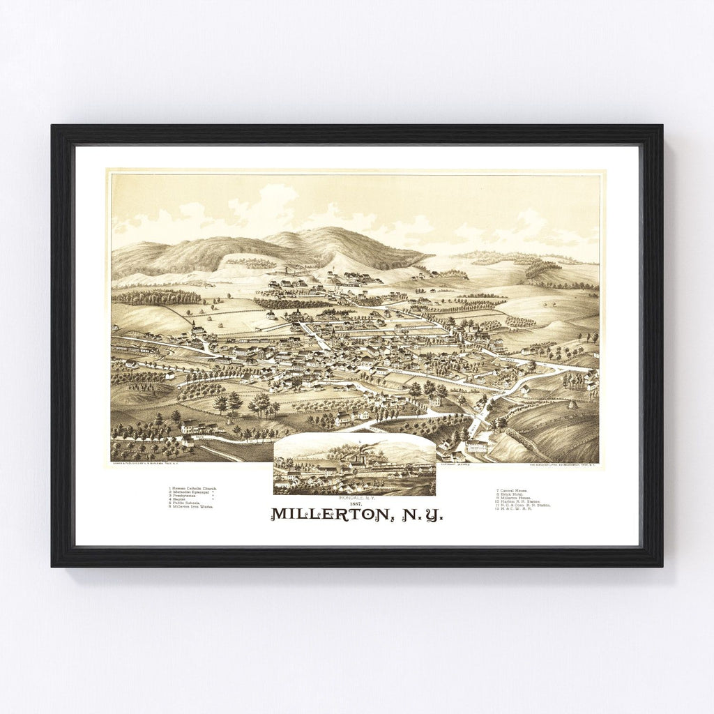Vintage Map of Millerton, New York 1887